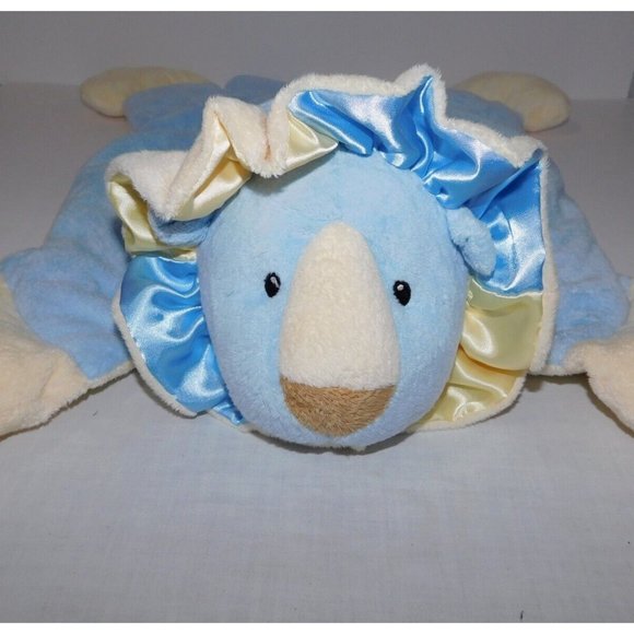 Ganz Baby Blue Yellow Plush Satin Snug Along Lion 22" Security Blanket Lovey - Picture 3 of 7